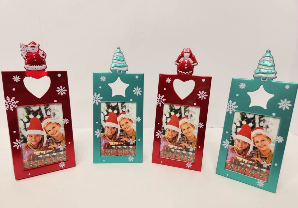 Juego de 4 marcos de fotos de Navidad marco de fotos de vacaciones lote de copos de nieve de 2x3 pulgadas Foto 1 de 4