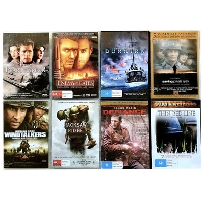 World War 2 WWII 8 x DVD Gift Bundle, Dunkirk, Hacksaw Ridge, Region 4, VGC - Image 1 of 4