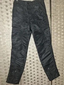 Bugle Boy USA Black Vintage Authentic Wet Look Countdown Parachute Pants 30x33 - Picture 1 of 9