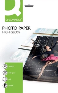 Q-Connect A4 White High Gloss Photo Paper 260gsm (Pack of 20) Pack of 20 Matte - Afbeelding 1 van 2