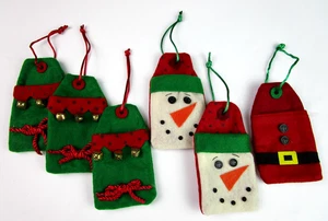 6 ASSORTED  FELT GIFT CARD OR CASH HOLDERS / CHRISTMAS TREE ORNAMENTS - Picture 1 of 5
