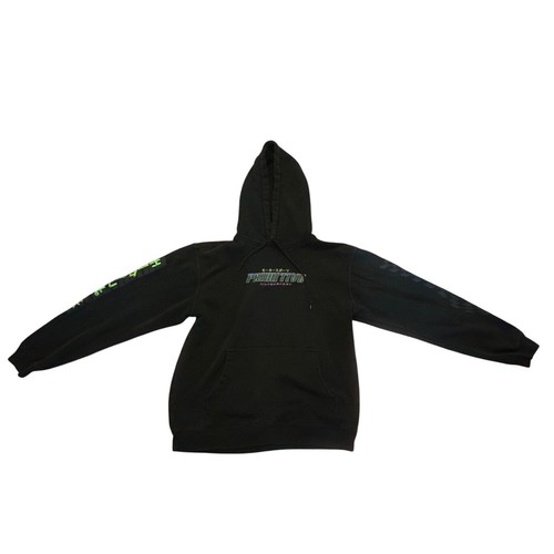 VETEMENTS Felpa nera con cappuccio uomo M giapponese primitivo motorsport pullover auto da corsa