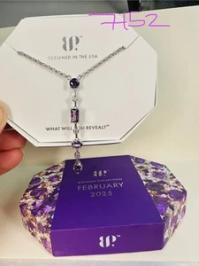 NIB Bomb Party Necklace 18" NK63406 Neckline Approved Amethyst CZ Rhodium P - Picture 1 of 5