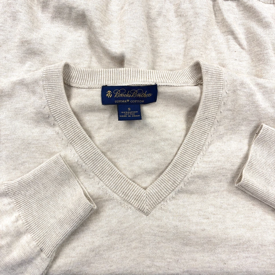 Suéter Brooks Brothers Hombres Pequeño Tostado Cuello en V Algodón Supima Golf Pullover Adulto * Foto 1 de 4