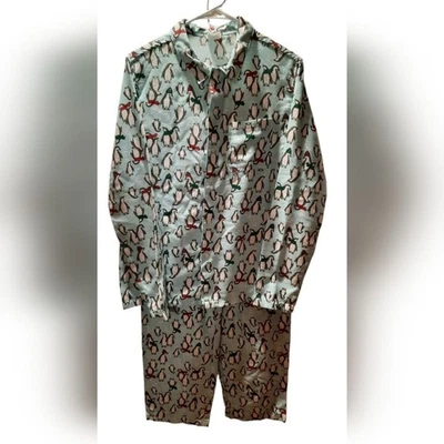 Pijama Lands End Niños 20 Azul Estampado de Pingüino Franela Abotonada Cómodo Ropa de Salón Foto 1 de 4