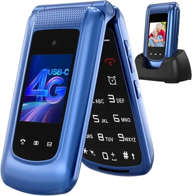 4G Telefono Cellulare per Anziani,Dual SIM, Flip Telefoni Cellulari Con Tasti Gr - Immagine 1 di 4