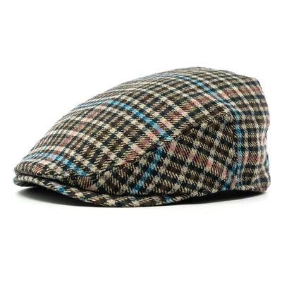 Traditional Herringbone Wool Tweed Plaid Newsboy Ivy Gatsby Hat Golf Hat Cabbie - Image 1 of 4