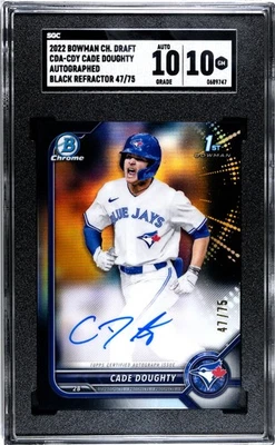 2022 Bowman Chrome #CDA-CDY Cade Doughty Black Refractor /75 SGC 10 - Image 1 of 2
