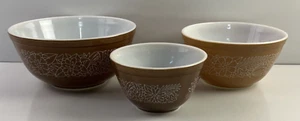 Pyrex Woodland Brown 3er Set Rührschüsseln Vintage - Bild 1 von 22