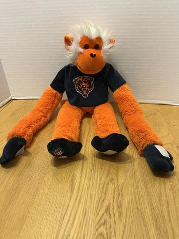 Chicago Bears NFL Orange W/White Hair Rally Monkey 17” Plush Sticky Hands Feet Cover