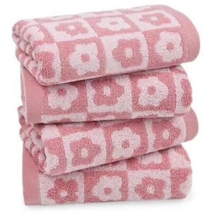 Cotton Hand Towels Pink Checkered Floral - Quick Drying Hand Towel Set of 4 f... - Picture 1 of 7