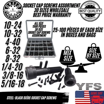 Assorted Allen Socket Head Cap Screws 250/750/1500 Pcs or 5/20 lbs All Sizes - Image 1 of 3