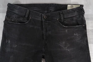 Diesel IAKOP Jeans Mens Stretch Regular Slim Tapered Black W36 L32 Wash R67OC - Picture 1 of 16
