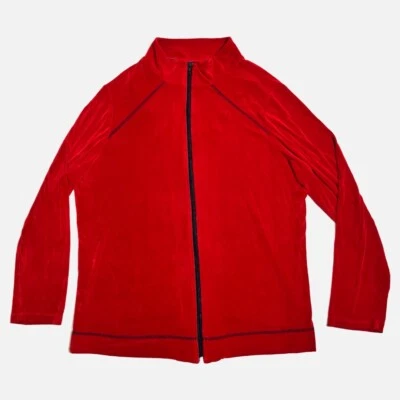 citiknits Slinky Jogger Running Jacket Full Zip Front Red Large Womens Y2K - Image 1 of 4