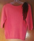 Vtg 70s Hand Made Coral Red Sweater Wool Mod Boho   Black Yarn Accent  S-M UK