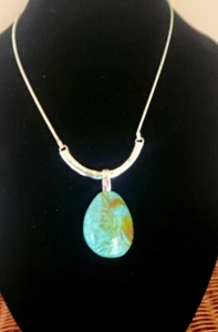 RLM Robert Lee Morris Soho Silver Tone Necklace Turquoise Pendant - Picture 1 of 5