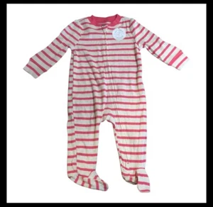 NEW Huggies Striped Pink and White Kids One Piece Sleeper Size 6 Months - Bild 1 von 5
