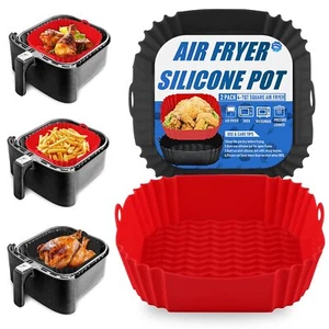 8" Silicone Air Fryer Liners 2-Pack Reusable Oven Tray for 4-7QT Air Fryer - Picture 1 of 7