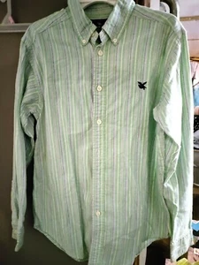 Juniors American Living Button Down Green and Purple Stripped Shirt Size 14/16 - Picture 1 of 4
