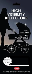 Pogu High Visibility Reflective Pram Buggy Bike Reflector Stickers Black BN - Picture 1 of 2