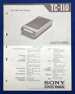 Manuale di servizio originale Sony TC-110 / registratore a cassette -- #2 - Foto 1 di 1