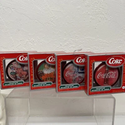 Coca-Cola  Trim A Tree Collection Red Disk Santa Holographic Ornament Lot NEW - Image 1 of 4