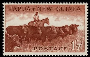 Papua New Guinea 1958 1/7 Cattle (Brown), Mint Very Lightly Hinged SG 22 - Picture 1 of 1