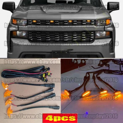 Para Chevrolet Silverado 1500 13-24 Rejilla LED Ambe Luz Estilo Raptor Amarillo 4x Foto 1 de 4