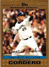 Francisco Cordero 2007 Topps Update Gold MLB Baseball Card #238   /2007 (BREWERS