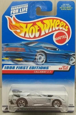 Hot Wheels 1998 First Editions  Callaway C7 Silver Diecast CAR 677 - Image 1 of 4