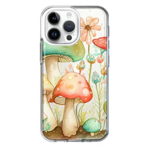 Case for Apple iPhone 15 Pro Max Fairy Tale Watercolor Mushrooms Flowers Floral - Picture 1 of 6