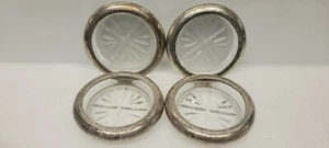 Sterling And Glass Coasters Rogers Co. Set Of 4 - Picture 1 of 9