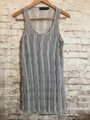 Camiseta sin mangas Pretty Angel para mujer grande de seda organza plateada Lagenlook semi transparente boho Foto 1 de 4