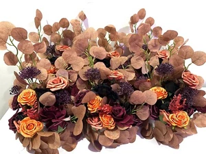 Set Of 6 Artificial Fall Flowers Bouquet Wedding Decor Standing Burnt Orange 17” - Picture 1 of 11