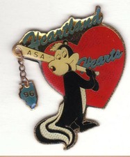 Vtg Rare & HTF - PEPE LA PEW Pin 1996 HEARTLAND HEARTS ASA softball/baseball
