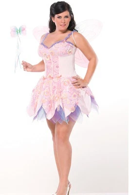 New Coquette Women Halloween Party Dress Pink Fairy Nymph Costume Plus size  - Image 1 of 3