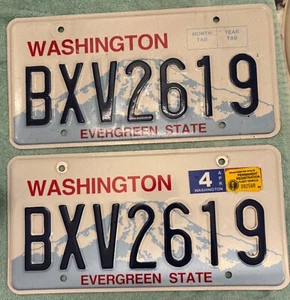 Washington License Plate Pair * BXV2619 2004 * Embossed Alum. - Picture 1 of 4
