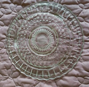 Vintage Federal Glass Clear Low Footed Cake Plate Sunflower Hobnail 11 1/2" - Picture 1 of 3