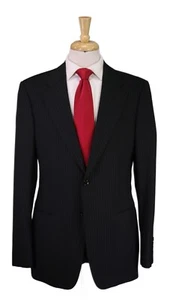 Armani Collezioni Recent Black Pinstripe 2-Btn Wool Suit 40R - Picture 1 of 9