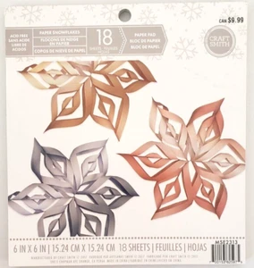 Almohadilla de papel Craft Smith 6" x 6" COPOS DE NIEVE, 18 hojas - DORADO, PLATA, ORO ROSA - Imagen 1 de 2