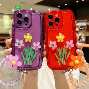 Bracelet 3D Flower For iPhone 15 14 13 12 11Pro Max Anti Scratch Case Cover - Picture 1 of 12