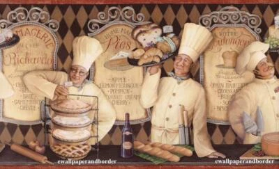 Borde de papel tapiz de cocina de pastelero francés, panadería cafetería panadería Foto 1 de 4