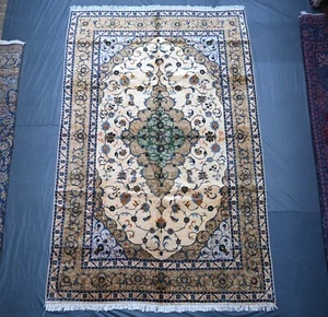 Alfombra floral medallón caucásico fino 8x13 alfombra grande de lana floral anudada a mano - Imagen 1 de 14