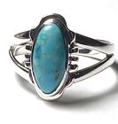 Oval Turquoise Solitaire Split Shank Ring Sz9 Sterling Silver