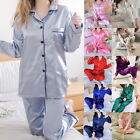 Womens Satin Pyjamas Silk Nightwear Ladies Pajamas Long Sleeve Sleepwear  Suits