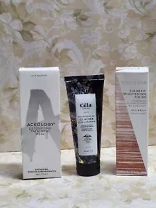 ACEOLOGY Detox Mask, CELA Glacier Cleanser & VOLITION Turmeric Polish, NIB - Picture 1 of 16