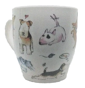 Unbranded Coffee Mug Ceramic White Doggie Cartoon Theme Size 11.5cm x 11cm VGC - Picture 1 of 10