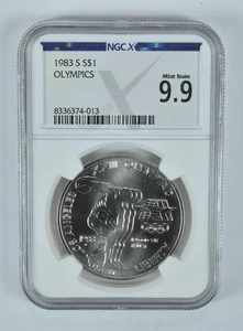 1983-S Olympic Discus Commemorative Silver Dollar Mint State 9.9 NGC X NGCX - Picture 1 of 5