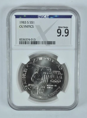 1983-S Olympic Discus Commemorative Silver Dollar Mint State 9.9 NGC X NGCX - Image 1 of 4
