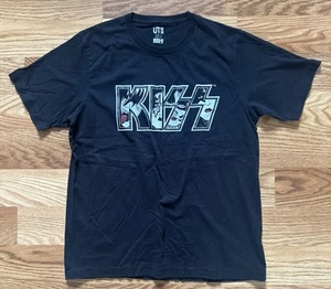 Uniqlo x Kiss Big Logo Men’s Large Black Rock Band Tee Shirt - Picture 1 of 7